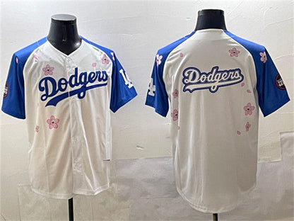 Los Angeles Dodgers Team Big Logo White Royal 2025 Tokyo Series Limited Stitched Baseball Jersey - Main View