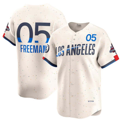 Los Angeles Dodgers #05 Freddie Freeman Cream 2024 World Series Champions City Connect Limited Player Stitched Baseball Jersey - Main View