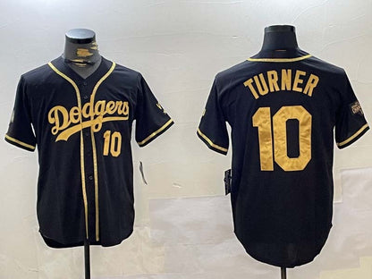 Los Angeles Dodgers #10 Justin Turner Black Cool Base Stitched  Baseball Jersey - Main View