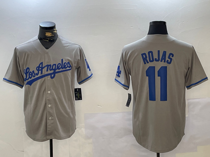 Los Angeles Dodgers #11 Miguel Rojas Grey With los Cool Base Stitched Baseball Jerseys - Main View
