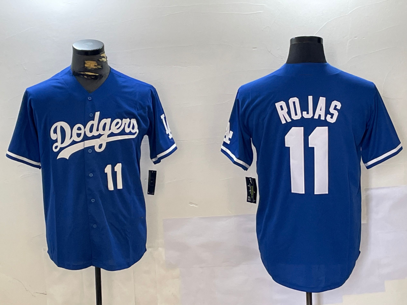 Los Angeles Dodgers #11 Miguel Rojas Number Blue Cool Base Stitched Baseball Jerseys - Main View