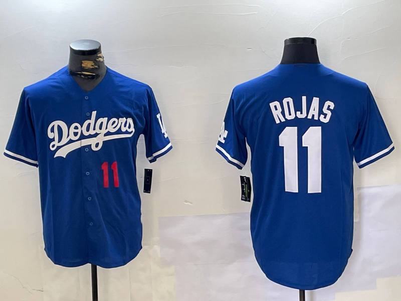 Los Angeles Dodgers #11 Miguel Rojas Number Blue Cool Base Stitched Baseball Jerseys - Main View