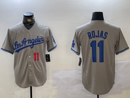 Los Angeles Dodgers #11 Miguel Rojas Number Grey With los Cool Base Stitched Baseball Jerseys - Main View