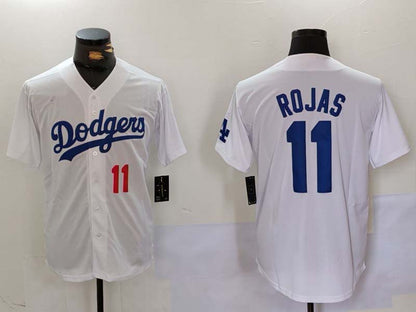Los Angeles Dodgers #11 Miguel Rojas Number White Cool Base Stitched Baseball Jerseys - Main View