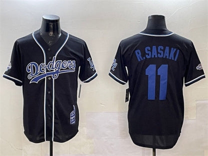 Los Angeles Dodgers #11 Roki Sasaki Black 2024 World Series Champions Limited Stitched Baseball Jersey - Main View