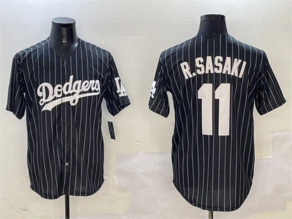 Los Angeles Dodgers #11 Roki Sasaki Black Cool Base Stitched Baseball Jersey - Main View