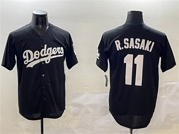 Los Angeles Dodgers #11 Roki Sasaki Black Cool Base Stitched Baseball Jersey - Main View