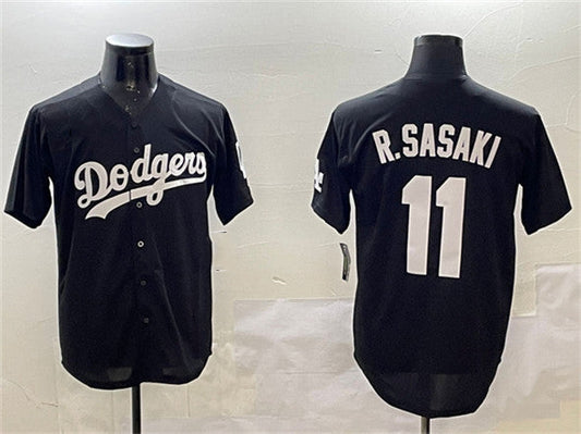 Los Angeles Dodgers #11 Roki Sasaki Black Cool Base Stitched Baseball Jersey - Main View