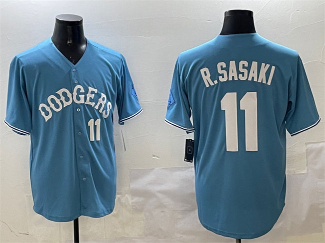 Los Angeles Dodgers #11 Roki Sasaki Light Blue Limited Stitched Baseball Jersey - Main View