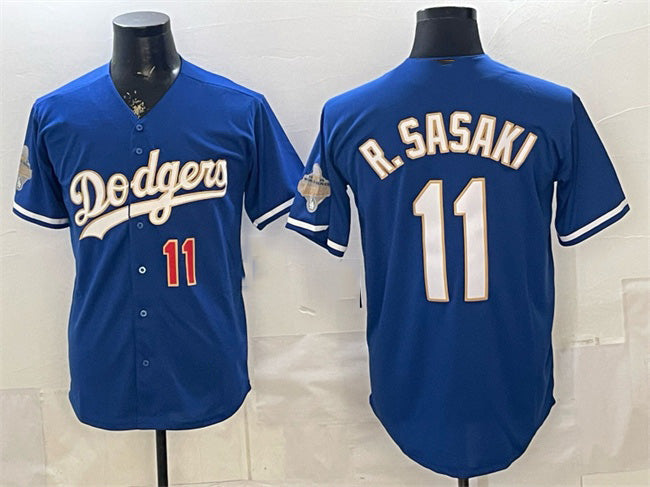 Los Angeles Dodgers #11 Roki Sasaki Royal 2026 Alternate Gold Collection Stadium Stitched Baseball Jersey - Main View