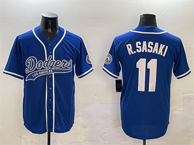 Los Angeles Dodgers #11 Roki Sasaki Royal With Patch Cool Base Stitched Baseball Jersey - Main View