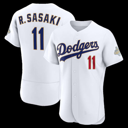 Los Angeles Dodgers #11 Roki Sasaki White 2026 Gold Collection Authentic Stitched Baseball Jersey - Main View