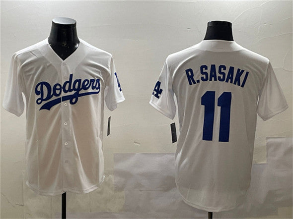 Los Angeles Dodgers #11 Roki Sasaki White Cool Base Stitched Baseball Jersey - Main View