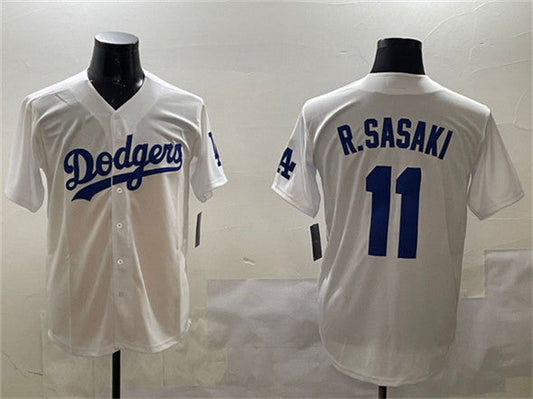 Los Angeles Dodgers #11 Roki Sasaki White Cool Base Stitched Baseball Jersey - Main View