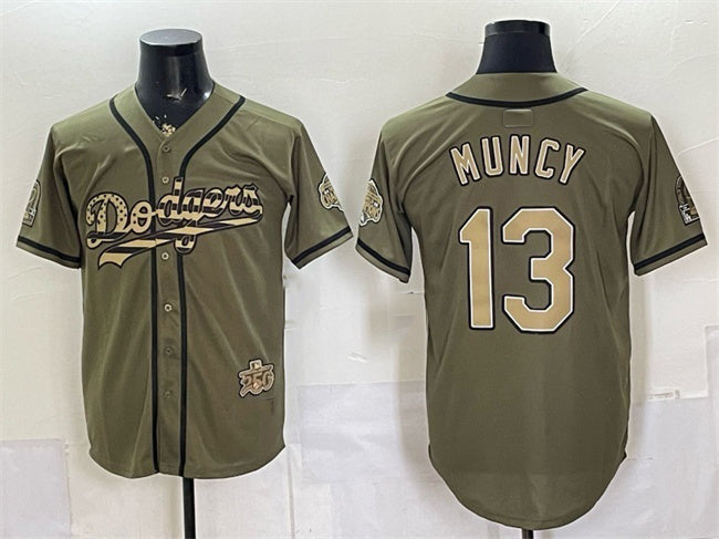 Los Angeles Dodgers #13 Max Muncy Olive 2026 Armed Forces Day Stitched Jersey - Main View