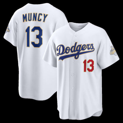 Los Angeles Dodgers #13 Max Muncy White 2026 Gold Collection Stadium Stitched Baseball Jersey - Main View