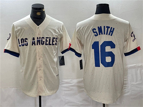 Los Angeles Dodgers #16 Will Smith Cream Stitched Baseball Jersey - Main View