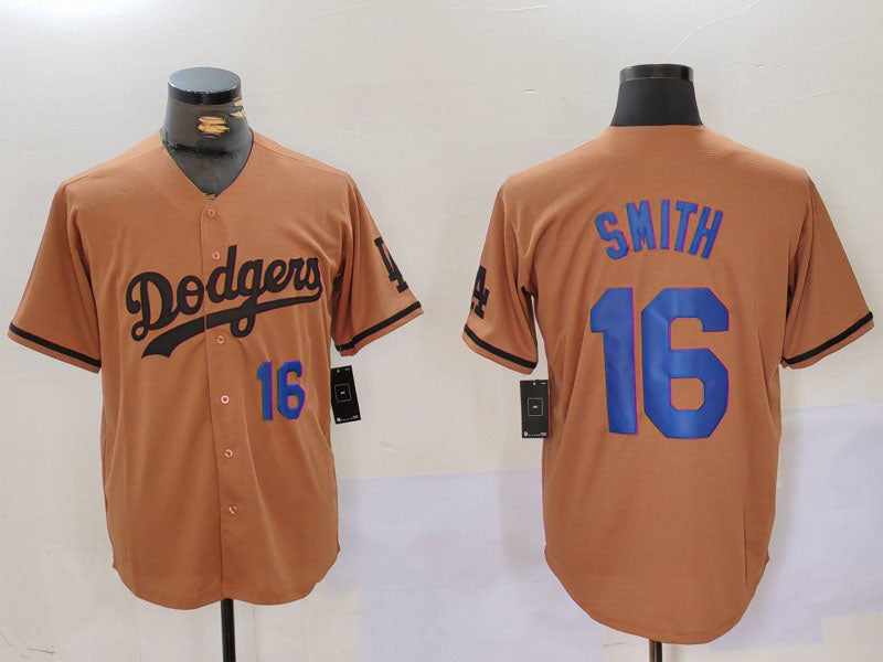 Los Angeles Dodgers #16 Will Smith NUmber Olive Cool Base Limited Stitched Baseball Jerseys - Main View