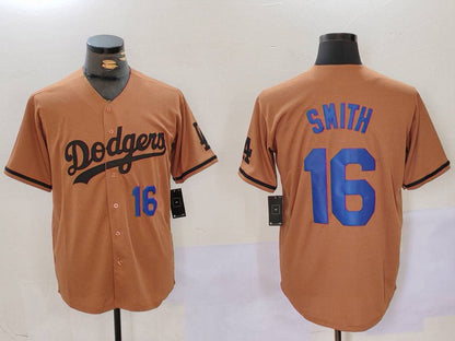 Los Angeles Dodgers #16 Will Smith NUmber Olive Cool Base Limited Stitched Baseball Jerseys - Main View