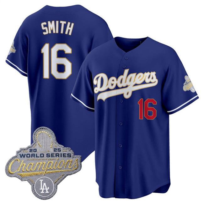 Los Angeles Dodgers #16 Will Smith Royal 2026 Alternate Gold Collection Stadium Stitched Baseball Jersey - Main View