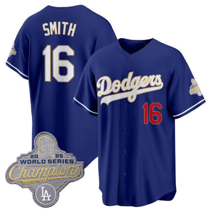 Los Angeles Dodgers #16 Will Smith Royal 2026 Alternate Gold Collection Stadium Stitched Baseball Jersey - Main View