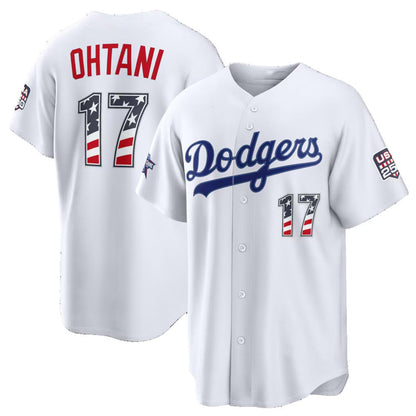 Los Angeles Dodgers #17 Shohei Ohtani 2026 All-Star Edition Stars & Stripes White Stadium Baseball Jersey - Main View