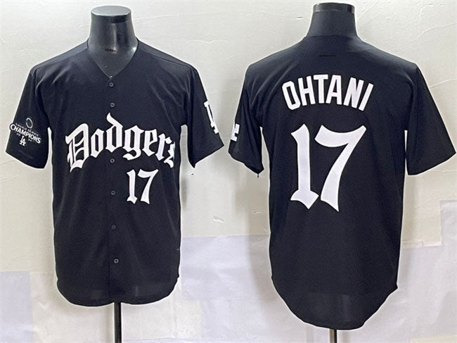 Los Angeles Dodgers #17 Shohei Ohtani Black 2025 LA Gothic Style With 2024 World Series Champions Patch Vapor Premier Limited Stitched Baseball Jersey - Main View