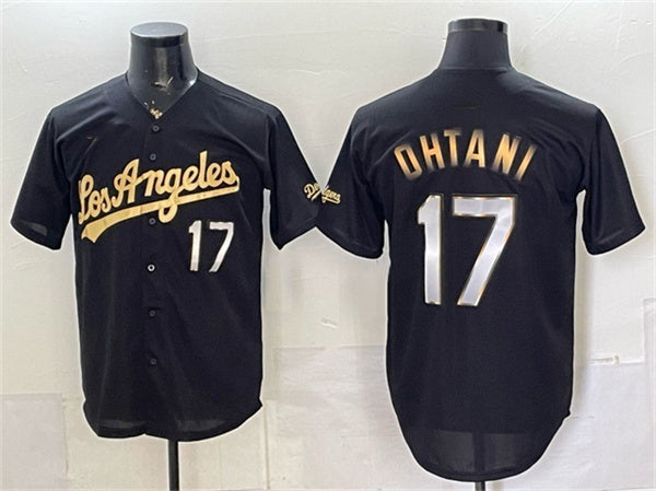 Los Angeles Dodgers #17 Shohei Ohtani Black Gold Limited Stitched Jersey - Main View