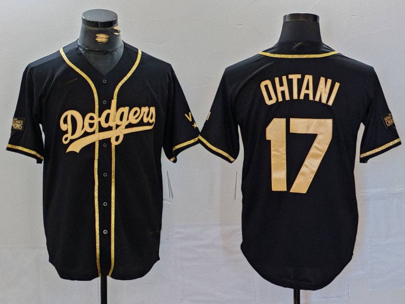 Los Angeles Dodgers #17 Shohei Ohtani Black Gold World Series Champions Cool Base Stitched Baseball Jerseys - Main View