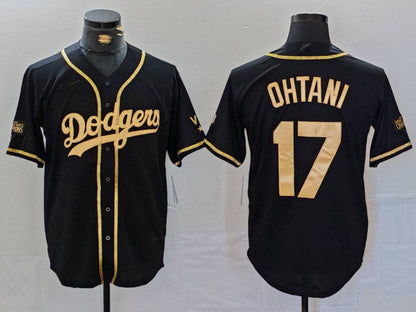 Los Angeles Dodgers #17 Shohei Ohtani Black Gold World Series Champions Cool Base Stitched Baseball Jerseys - Main View