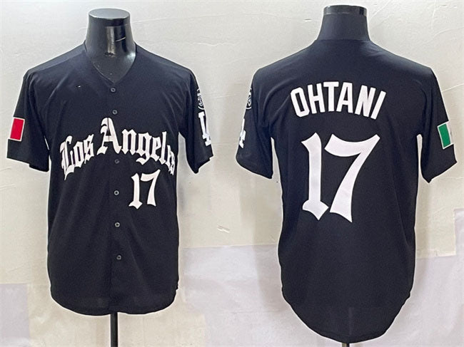 Los Angeles Dodgers #17 Shohei Ohtani Black Mexico 2025 LA Gothic Style With Fernando Patch Vapor Premier Limited Stitched Baseball Jersey - Main View