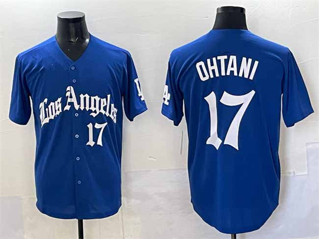 Los Angeles Dodgers #17 Shohei Ohtani Blue 2025 LA Gothic Style With Fernando Patch Vapor Premier Limited Stitched Baseball Jersey - Main View