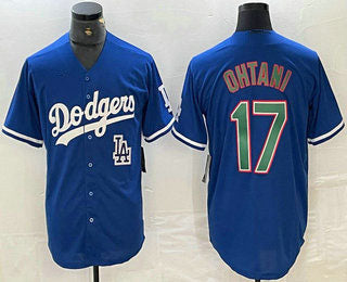 Los Angeles Dodgers #17 Shohei Ohtani Blue Green Stitched Cool Base Jersey Baseball Jersey - Main View