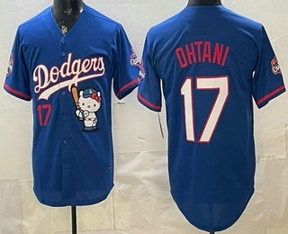 Los Angeles Dodgers #17 Shohei Ohtani Blue Hello Kitty 2025 World Series Champions Limited Jersey - Main View