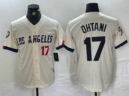 Los Angeles Dodgers #17 Shohei Ohtani Cream 2024 City Connect Limited Stitched Baseball Jersey - Main View