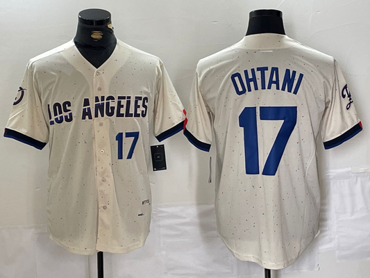 Los Angeles Dodgers #17 Shohei Ohtani Cream 2024 City Connect Limited Stitched Baseball Jerseys - Main View