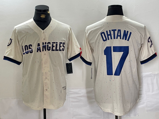 Los Angeles Dodgers #17 Shohei Ohtani Cream 2024 City Connect Limited Stitched Baseball Jerseys - Main View
