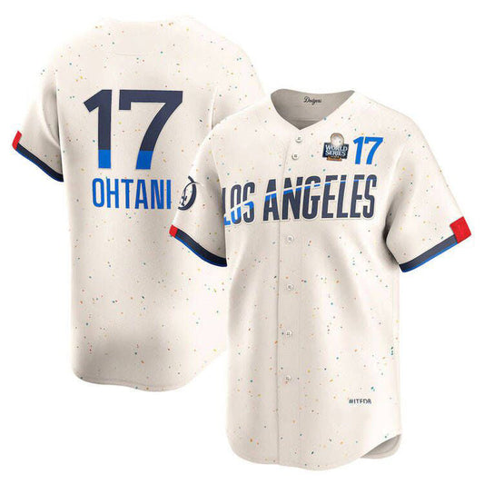 Los Angeles Dodgers #17 Shohei Ohtani Cream 2024 World Series Home Limited Cool Base Stitched Baseball Jersey - Main View
