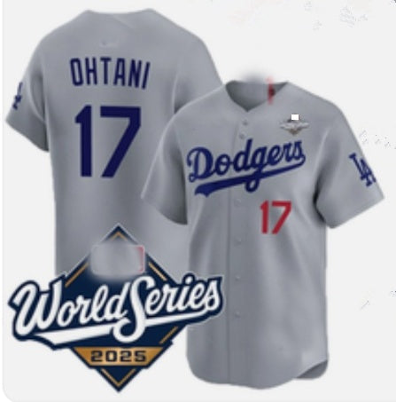 Los Angeles Dodgers #17 Shohei Ohtani Gray 2025 World Series Limited Stitched Baseball Jersey - Main View