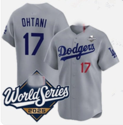 Los Angeles Dodgers #17 Shohei Ohtani Gray 2025 World Series Limited Stitched Baseball Jersey - Main View