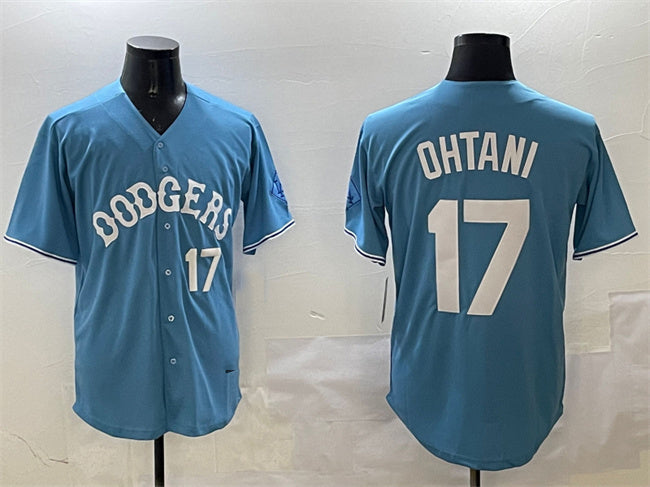 Los Angeles Dodgers #17 Shohei Ohtani Light Blue Limited Stitched Baseball Jersey - Main View