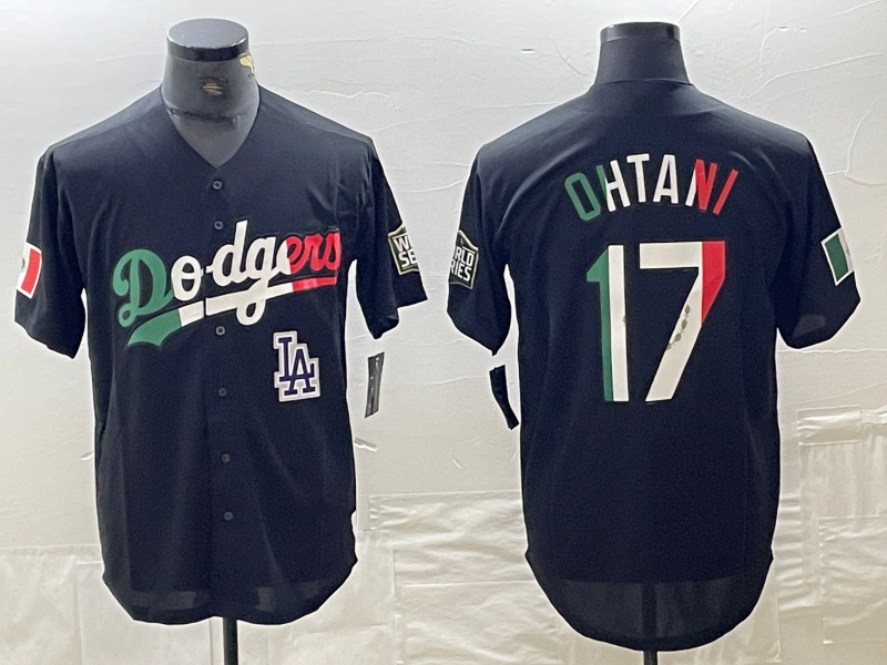 Los Angeles Dodgers #17 Shohei Ohtani Mexico Black Cool Base Stitched Baseball Jersey - Main View