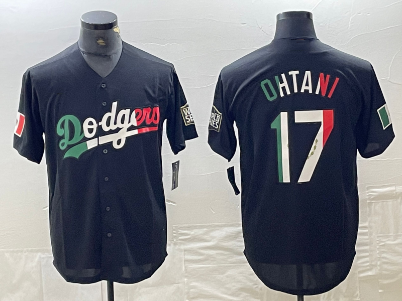 Los Angeles Dodgers #17 Shohei Ohtani Mexico Black Cool Base Stitched Baseball Jerseys - Main View