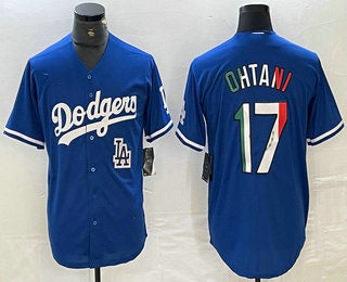 Los Angeles Dodgers #17 Shohei Ohtani Mexico Blue Cool Base Stitched Jersey Baseball Jerseys - Main View