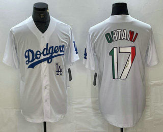 Los Angeles Dodgers #17 Shohei Ohtani Mexico White Cool Base Stitched Jerseys Baseball Jerseys - Main View
