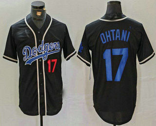 Los Angeles Dodgers #17 Shohei Ohtani Number Black Cool Base With Patch Stitched Baseball Jersey - Main View