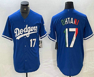 Los Angeles Dodgers #17 Shohei Ohtani Number Mexico Blue Cool Base Stitched Jersey Baseball Jerseys - Main View