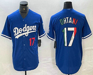 Los Angeles Dodgers #17 Shohei Ohtani Number Mexico Blue Cool Base Stitched Jerseys Baseball Jerseys - Main View