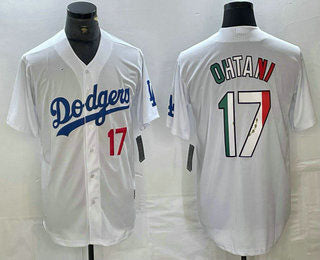 Los Angeles Dodgers #17 Shohei Ohtani Number Mexico White Cool Base Stitched Jersey Baseball Jerseys - Main View