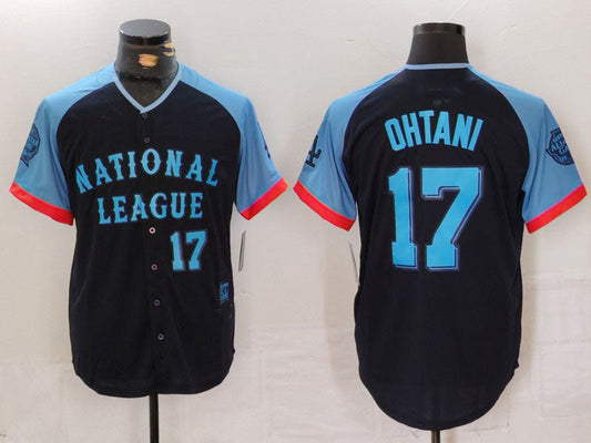 Los Angeles Dodgers #17 Shohei Ohtani Number Navy 2024 All Star Limited Stitched Baseball Jersey - Main View
